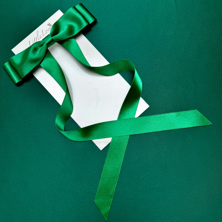 MAXI FLEUR Satin Bow Barrette/ EMERALD GREEN