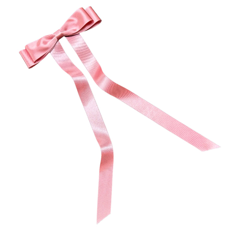 Little Love Rose Pink Satin Bow Hair Bow, Rose pink Hair bow, 