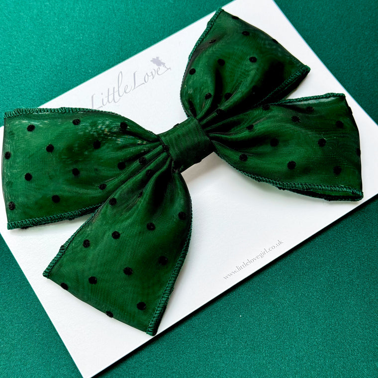BEWITCHED Spot Organza Bow/ EMERALD