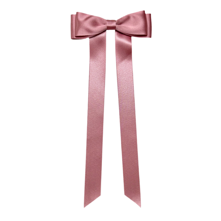 FLEUR Satin Bow Barrette/ ROSE PINK