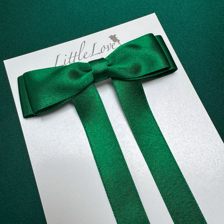 FLEUR Petite Satin Bow / EMERALD GREEN