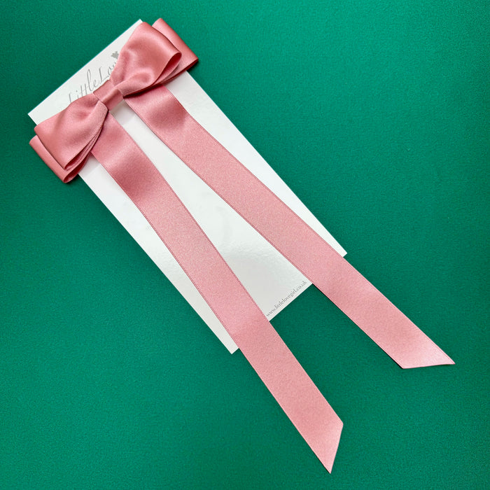 FLEUR Satin Bow Barrette/ ROSE PINK