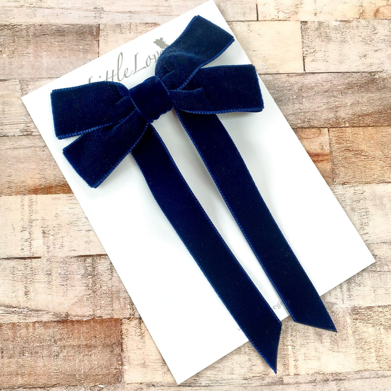 Fable Petite Velvet Bow/ NAVY