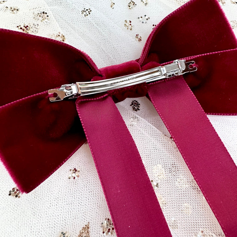 Red Velvet Hair Bow by Little Love, Velvet Bow in Ruby Red, Christmas Red Hair Bow  , Velvet Hair Bow clip or child, Children's Red Hair Bow 