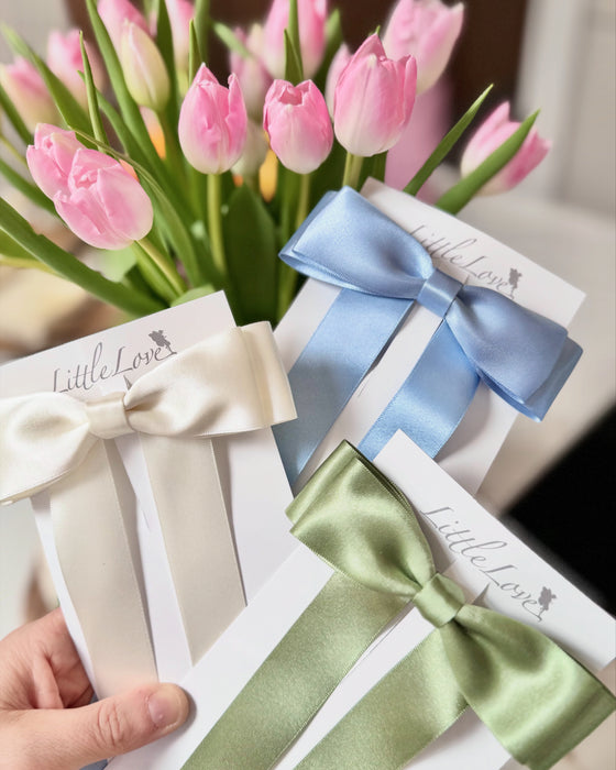 FLEUR Satin Bow Barrette/ CORNFLOWER BLUE