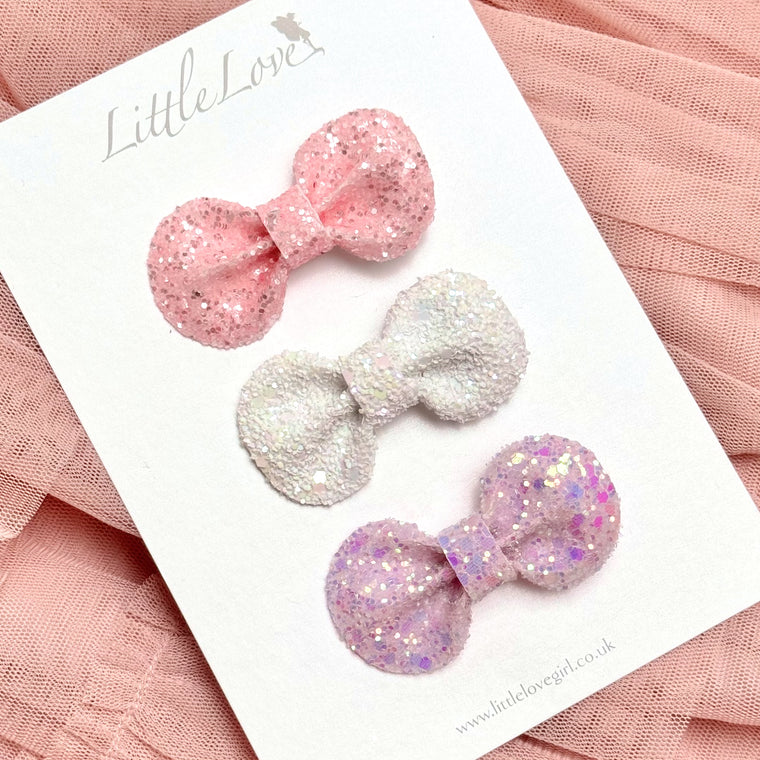 Mini Glitter Bow Clips / WICKED GALINDA