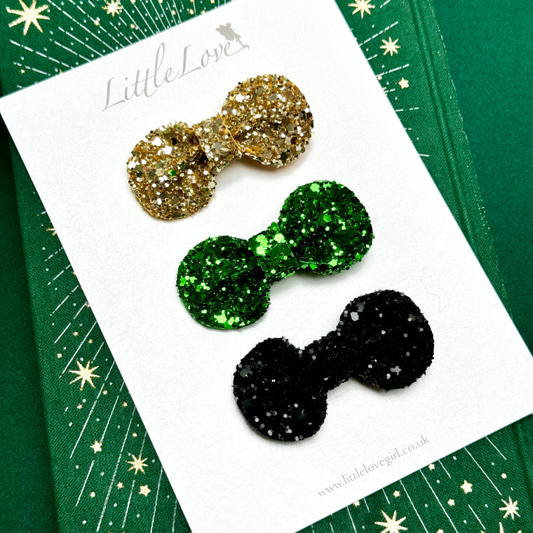 Mini Glitter Bow Clips / WICKED ELPHABA