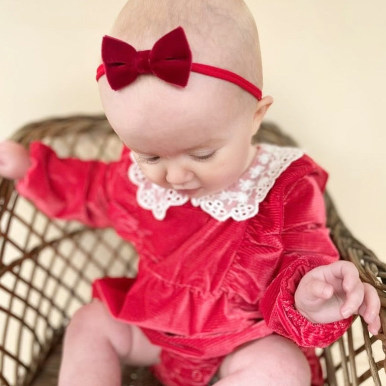Velvet Baby Bow Headband Set /Christmas