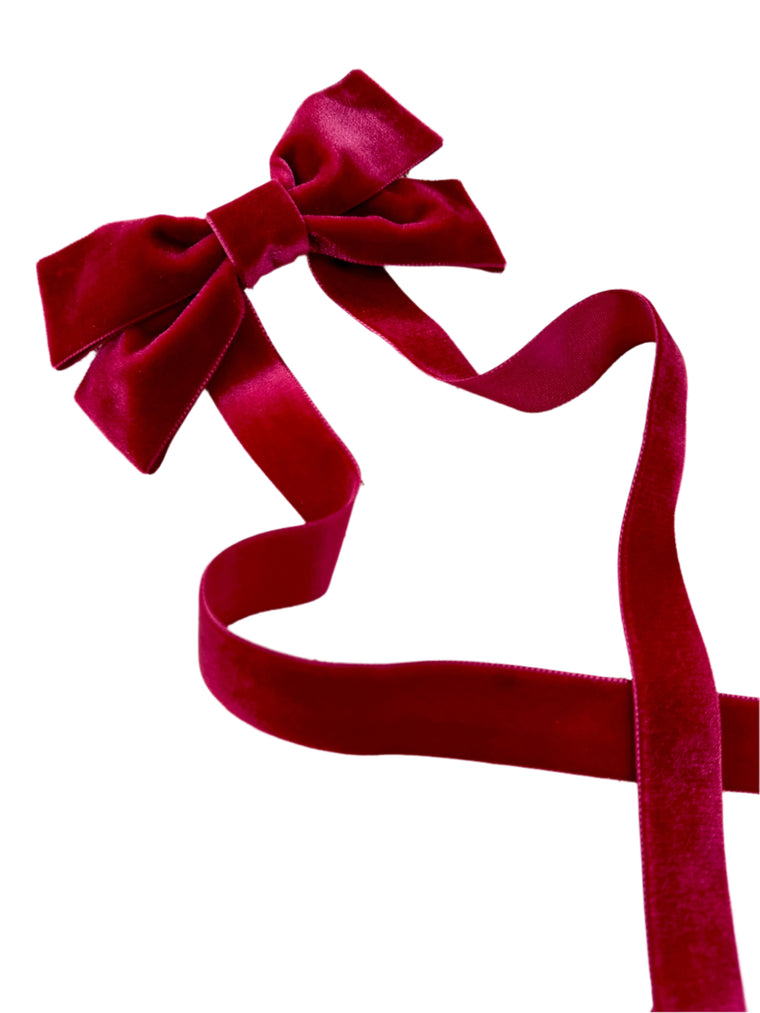FABLE Maxi Velvet Bow Barrette/ RUBY RED