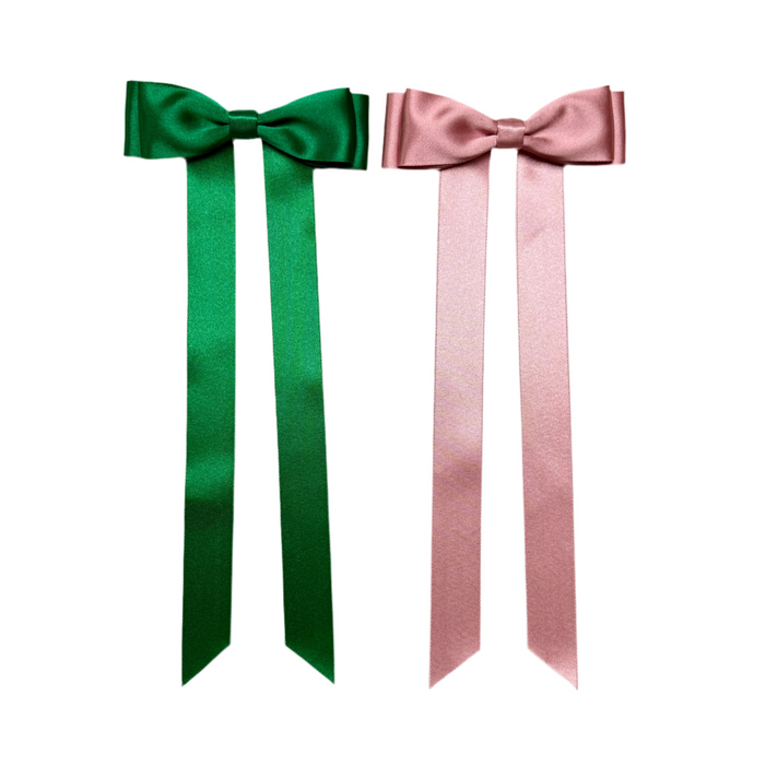 FLEUR Satin Bow Barrette/ ROSE PINK