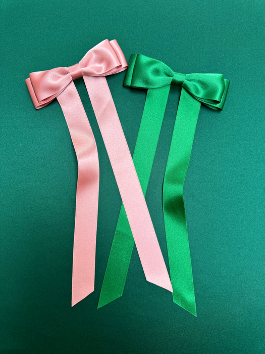 FLEUR Satin Bow Barrette/ ROSE PINK