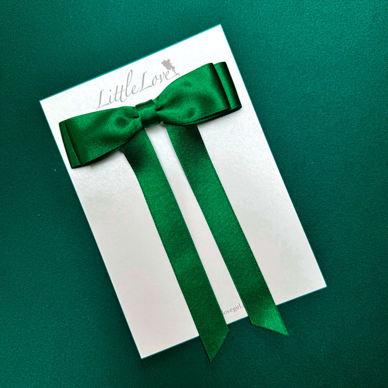 FLEUR Petite Satin Bow / EMERALD GREEN