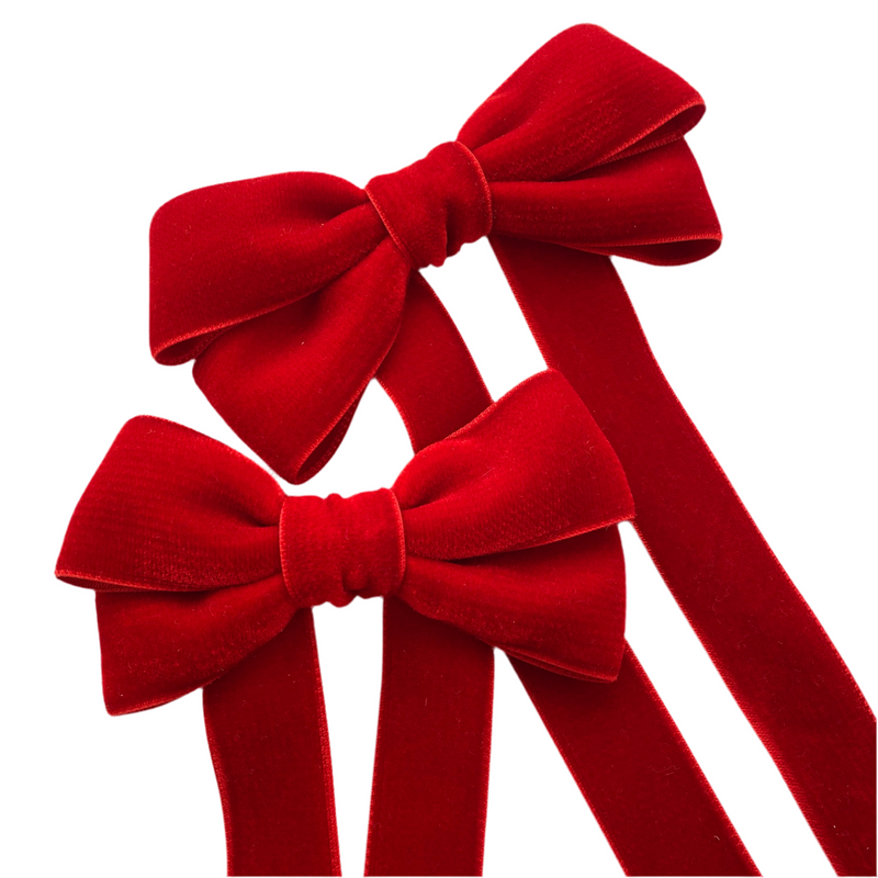 Velvet Bow Barrette/ EVER AFTER / TRUE RED