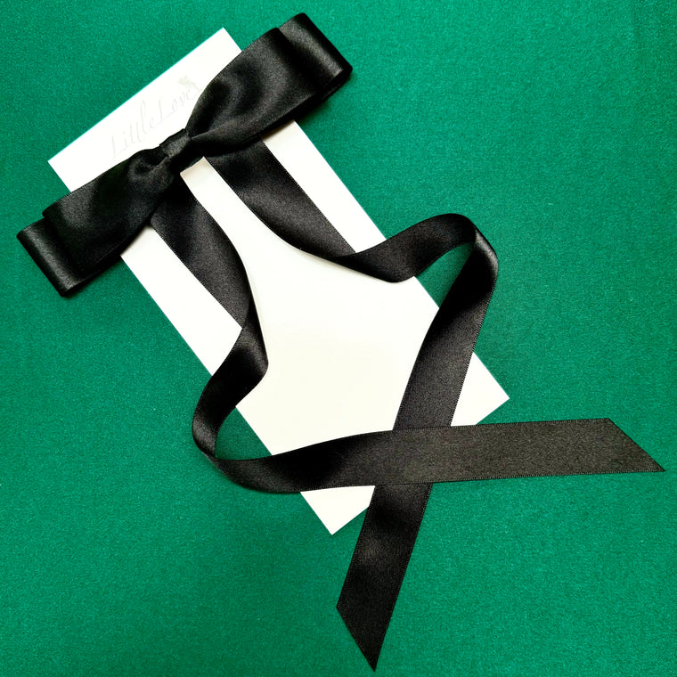 MAXI FLEUR Satin Bow Barrette/ JET BLACK