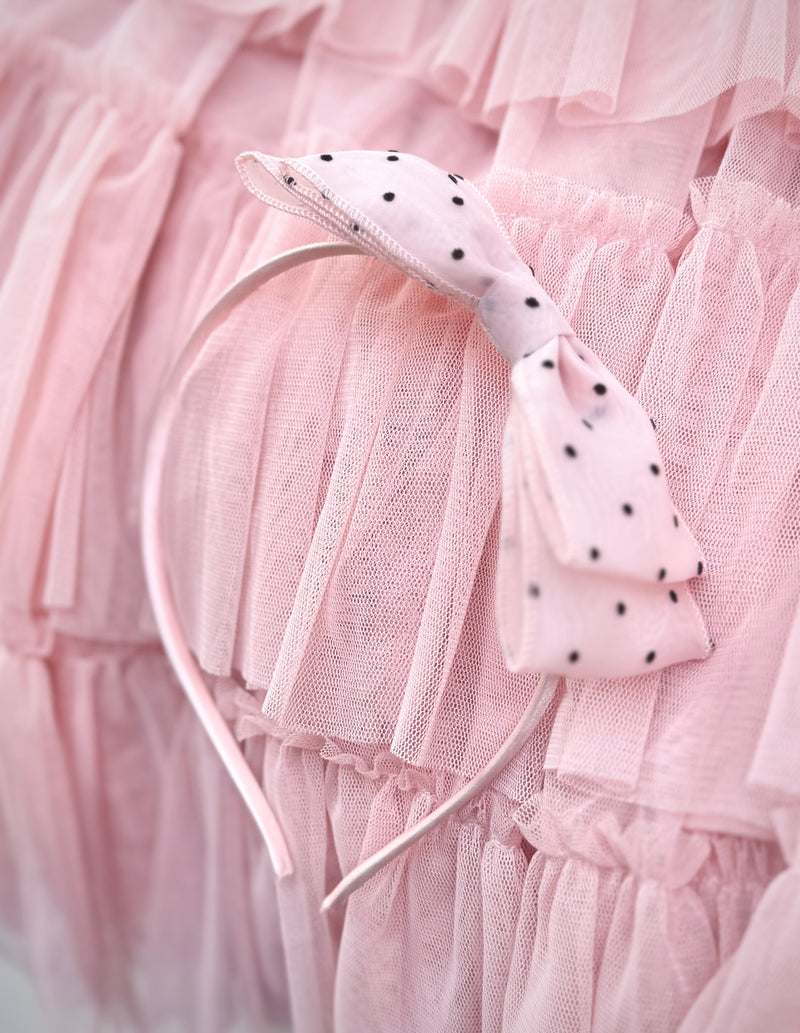 Polka Dot Pink Bow Alice Band