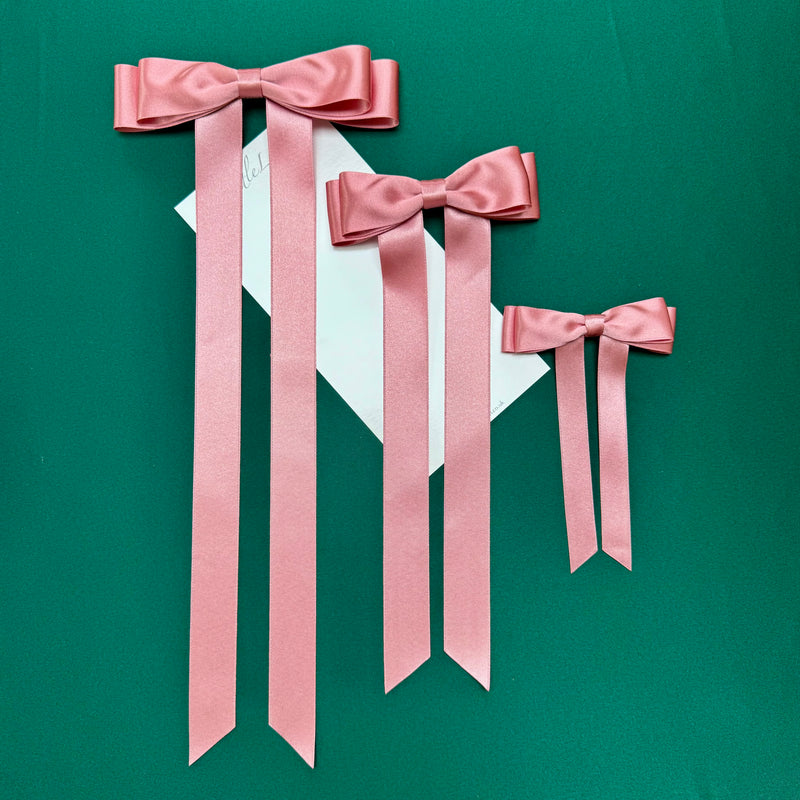 FLEUR Satin Bow Barrette/ ROSE PINK