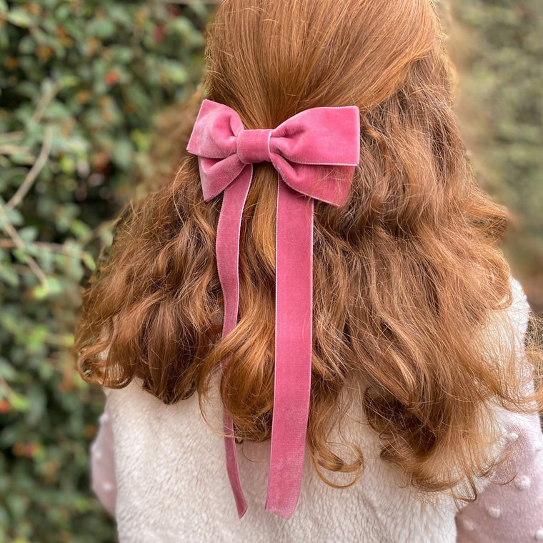 FABLE Velvet Bow Barrette/ BERRY