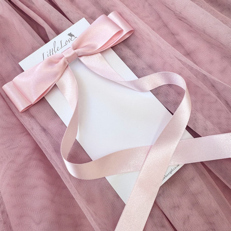 MAXI FLEUR Satin Bow Barrette/ Blossom Pink