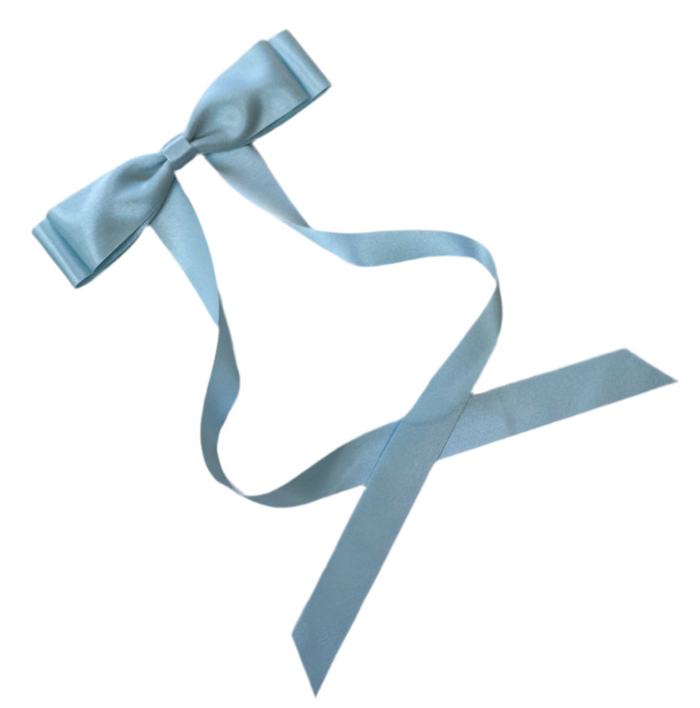 MAXI FLEUR Satin Bow Barrette/ SKY BLUE