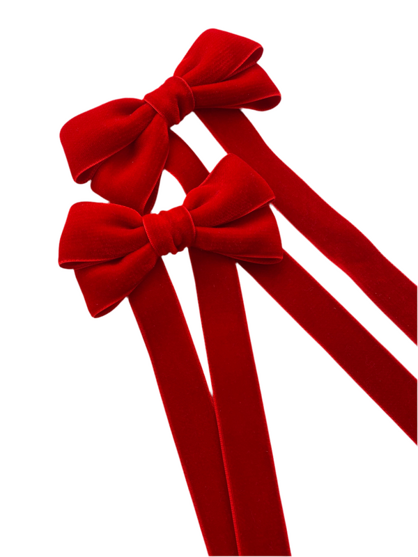 Ever After Red Velvet Hair Bows for child from Little Love, Christmas hair bows for children luxury 