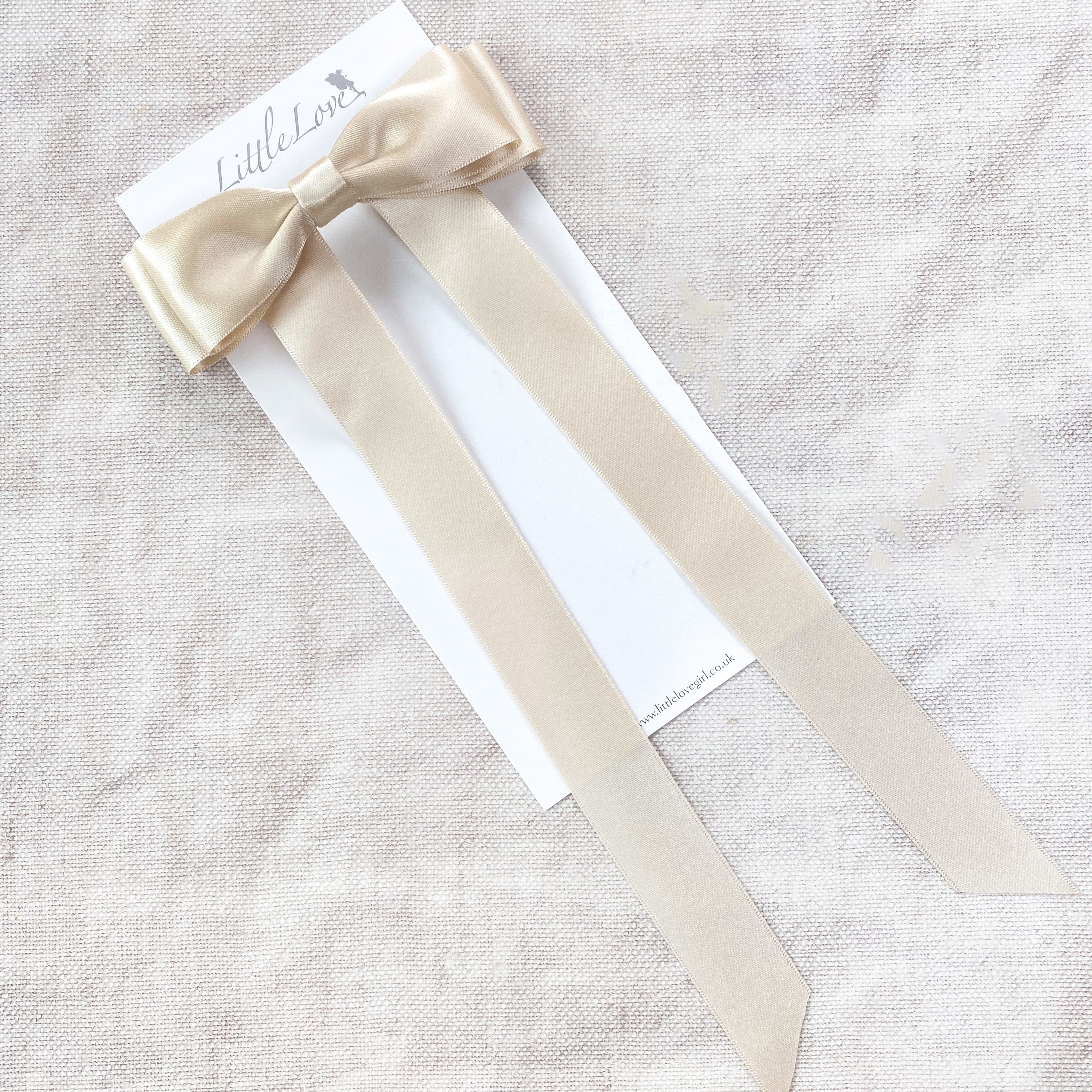 FLEUR Satin Bow Barrette/ OYSTER