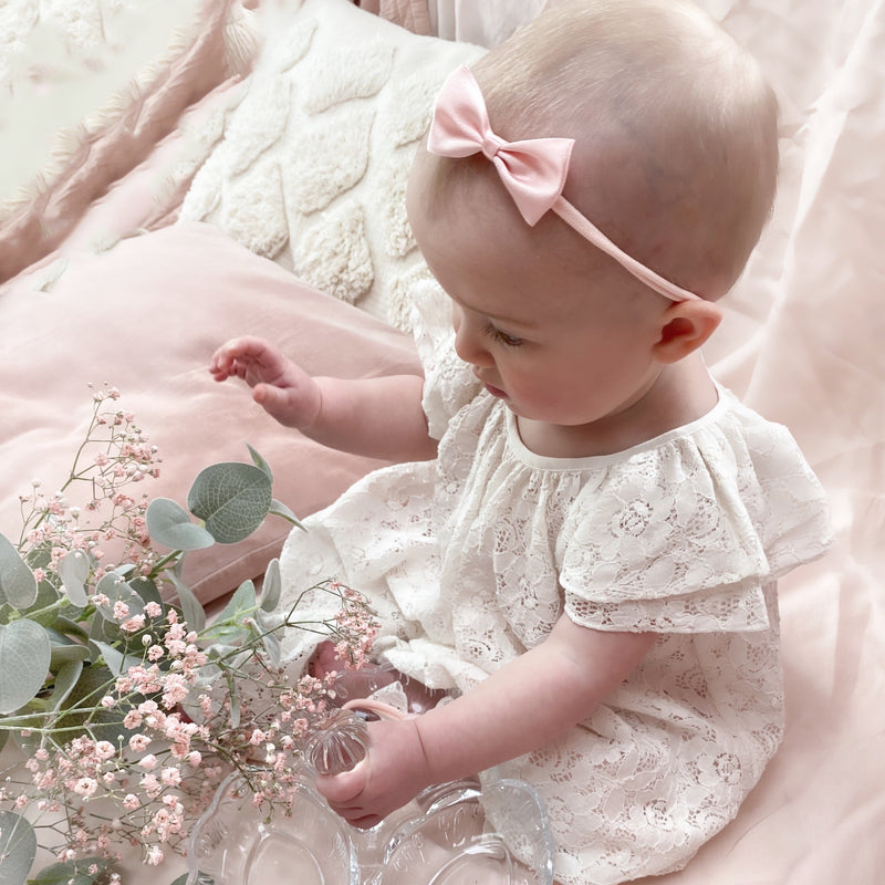 Fleur Satin Baby Bow Headband/ Blossom Pink