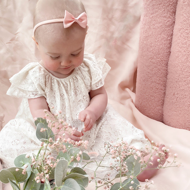 Fleur Satin Baby Bow Headband/ Blossom Pink