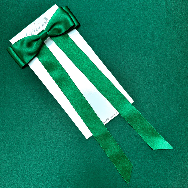 FLEUR Satin Bow Barrette/ EMERALD GREEN