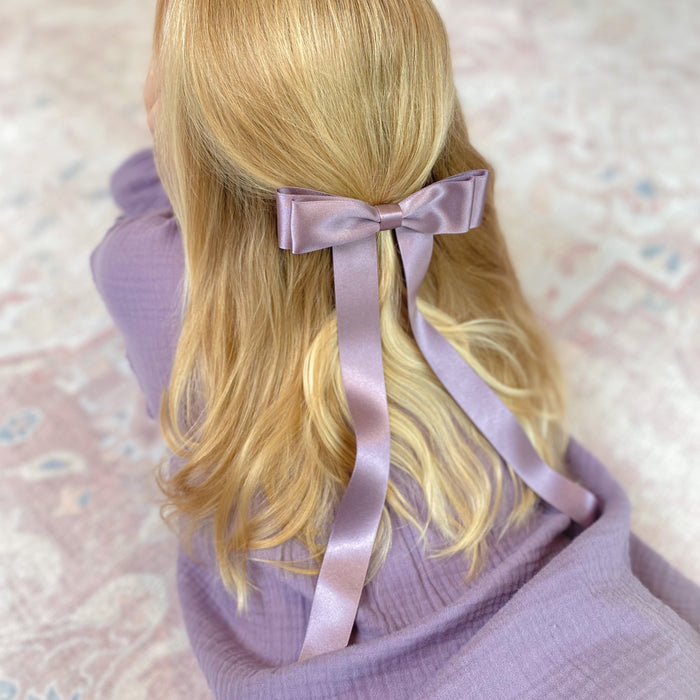 FLEUR Satin Bow Barrette/ LAVENDER