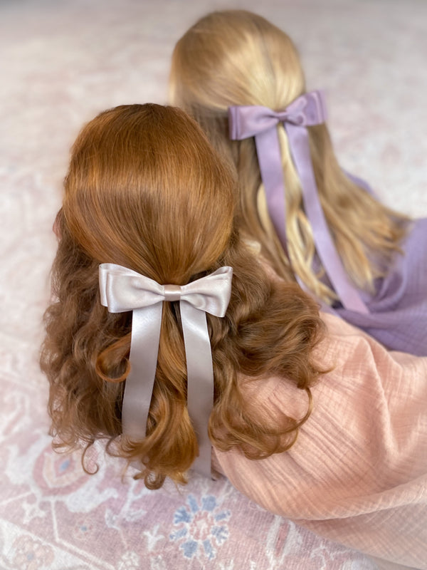 FLEUR Satin Bow Barrette/ LAVENDER