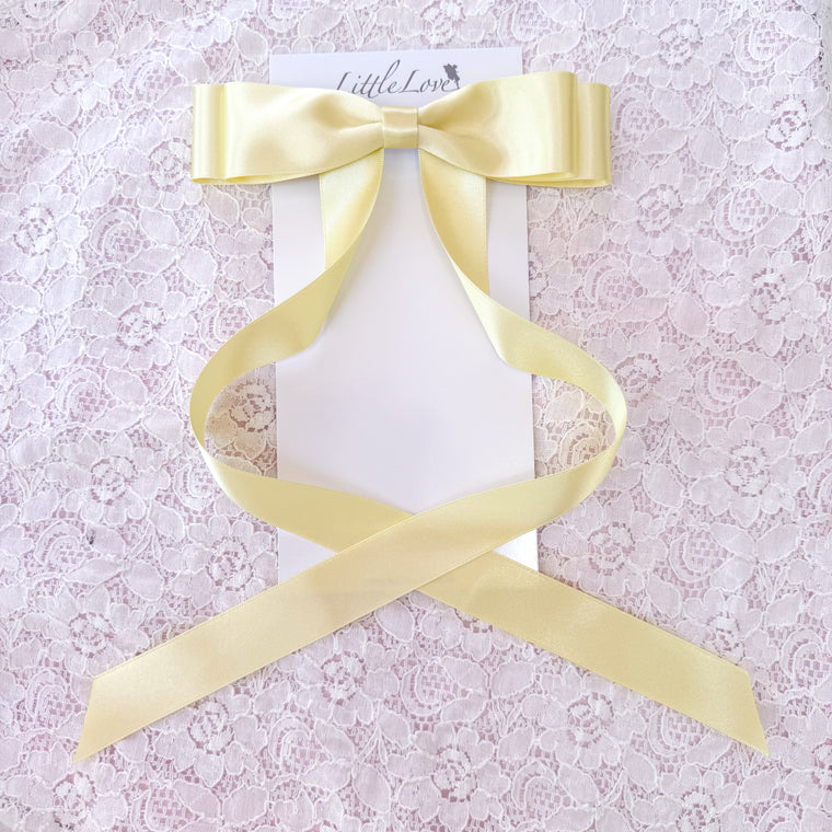 MAXI FLEUR Satin Bow Barrette/ BUTTER YELLOW