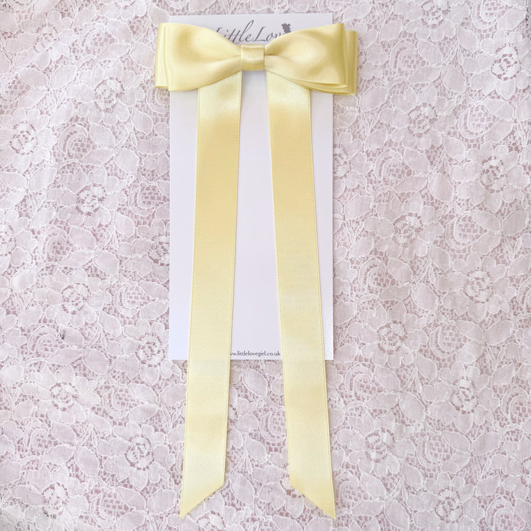 FLEUR Satin Bow Barrette/ BUTTER YELLOW