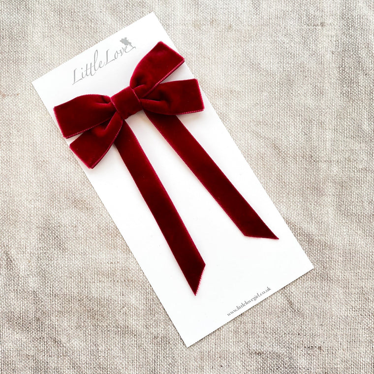 Fable Petite Velvet Bow/ RUBY RED