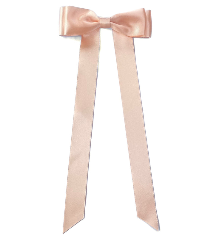 Children’s Satin Bow Barrette in Peach Blush, for flower girls and weddings, Oversize satin hair bow, child’s peach satin hair bow, silk satin hair bow uk, peach bow for flower girl, flower girl bow satin, large silk bow uk, peach satin bow for girl, Pantone peach fuzz, peach fuzz, peach hair bow