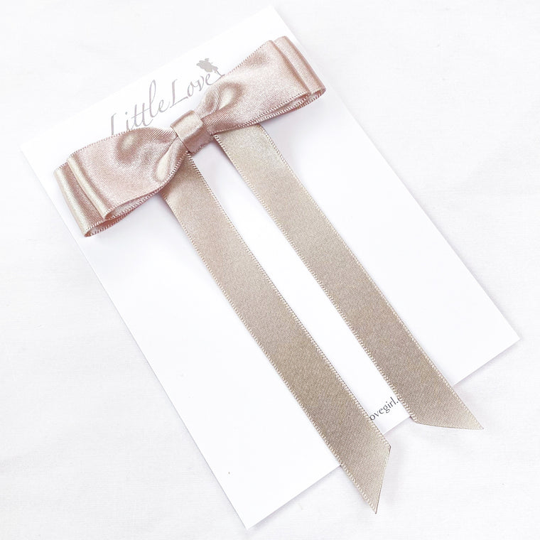 FLEUR Petite Satin Bow / SILVER PEARL