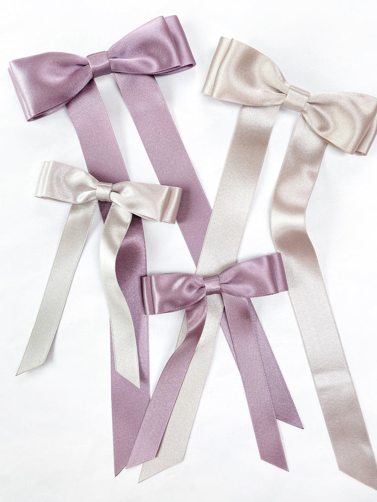 FLEUR Petite Satin Bow / SILVER PEARL