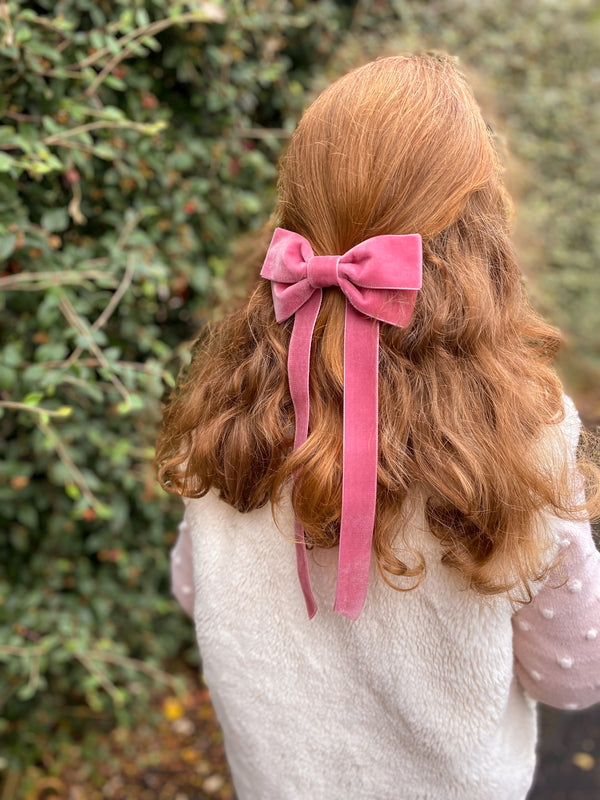 FABLE Velvet Bow Barrette/ BERRY