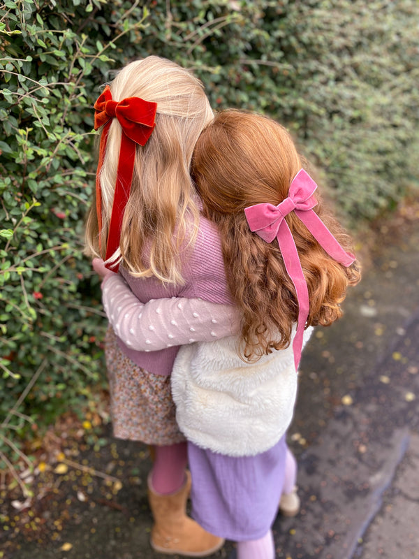 FABLE Velvet Bow Barrette/ BERRY
