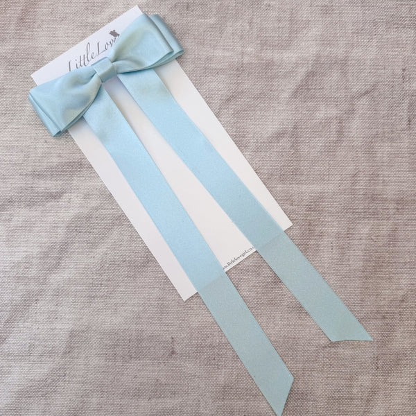 FLEUR Satin Bow Barrette/ SKY BLUE