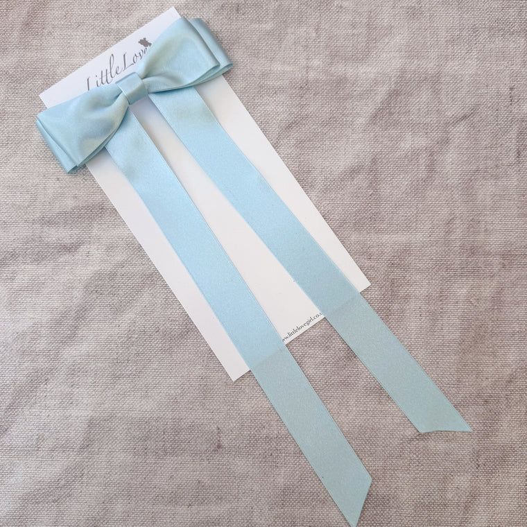 FLEUR Satin Bow Barrette/ SKY BLUE