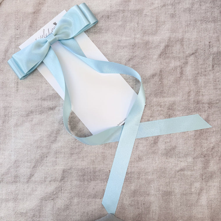 MAXI FLEUR Satin Bow Barrette/ SKY BLUE