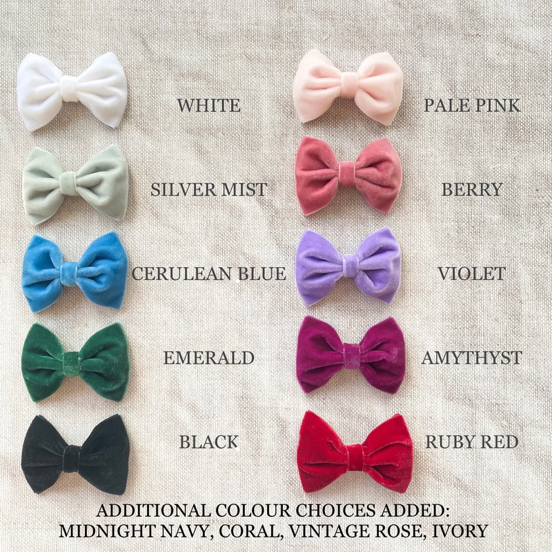 Little Velvet Bow Clips Set / Custom Colours