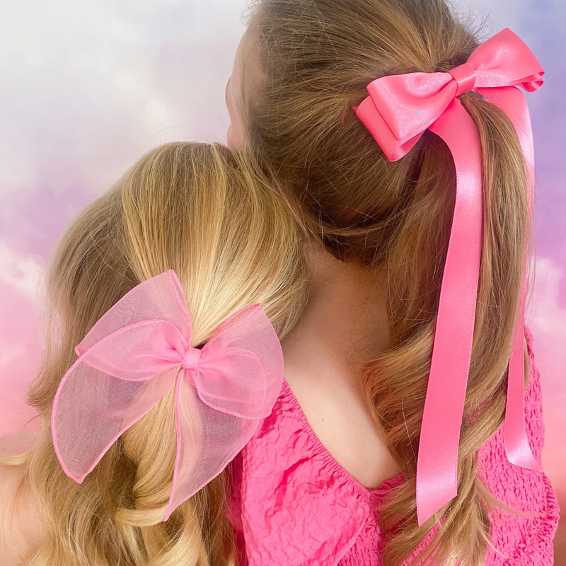 Barbie Pink Satin Bow Hair Bow Barrette, oversize pink satin hair bow, Pink satin hair bow, pink satin hair bow uk, barbie bow for hair, bright pink hair bow, barbie hair bow for little girls, barbie bow, candy pink hair bow, organza hair bow for little girls, bright pink hair bow, barbiemovie, barbiecore