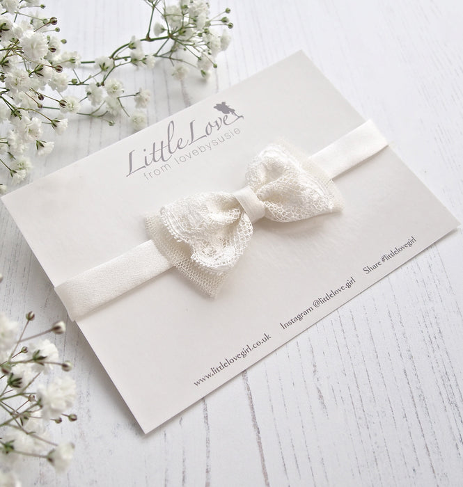 Little Love Christening Headbands for babies and toddlers, lace bow baby headband, Ivory silk baby Headband, Christening headband for baby,  Ivory silk headband beautiful for christening or wedding, Ivory Silk Baby Headband for baptismm, Baptism headband for baby, lace bow baby headband, Silk Babies Hairband, 