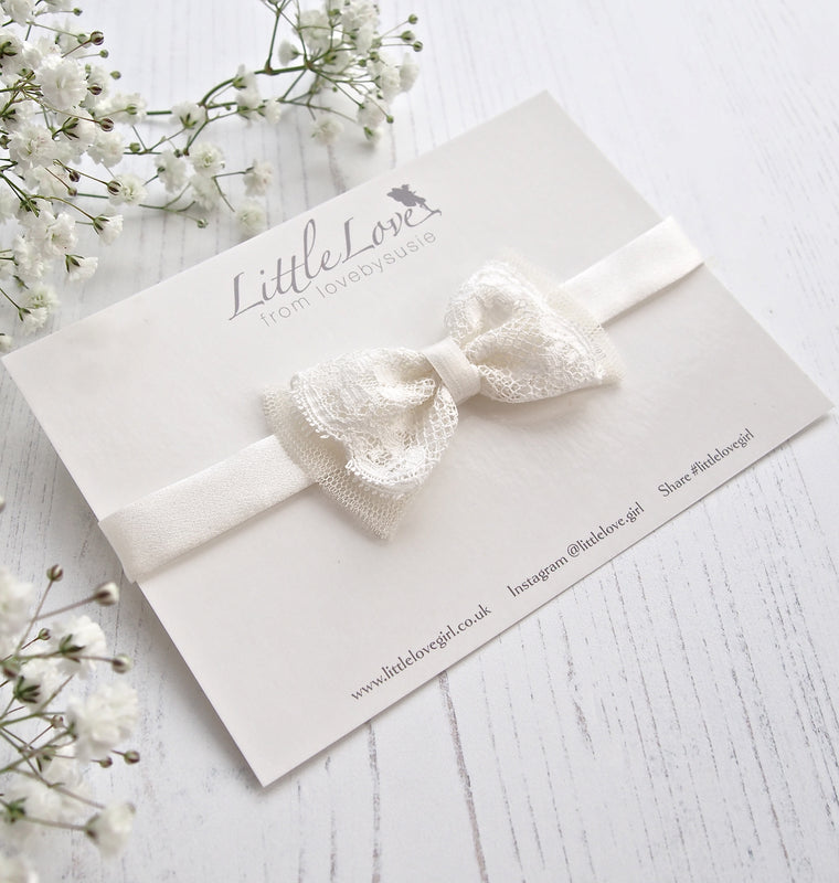 Little Love Christening Headbands for babies and toddlers, lace bow baby headband, Ivory silk baby Headband, Christening headband for baby,  Ivory silk headband beautiful for christening or wedding, Ivory Silk Baby Headband for baptismm, Baptism headband for baby, lace bow baby headband, Silk Babies Hairband, 
