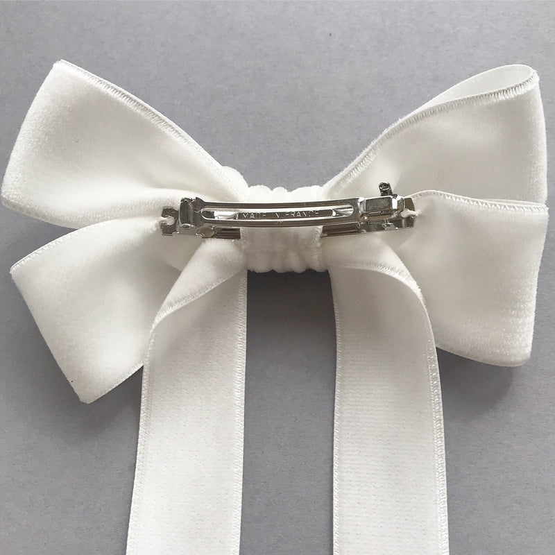 Little Love Ever After Velvet Bow Barrette with french barrette clip