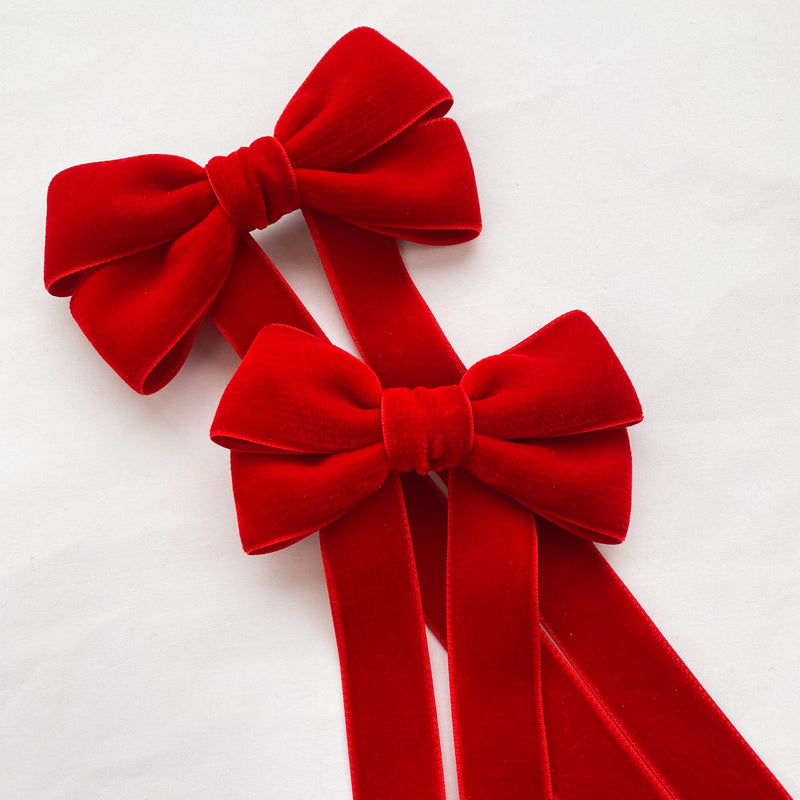 Little Love 'Ever After' velvet bow hair clip in true red, red velvet hairbow for christmas, red velvet hairbow, red velvet bow barrette, bow barrette, Christmas Hair bows, girls hair accessories uk, red Christmas hair bow, red velvet bow hair clip, Large Red Velvet Hair Bow, Girls Red Hair bow in velvet, little girls in red hair bows, vintage hair bows, little girl in green dress for christmas with red bow