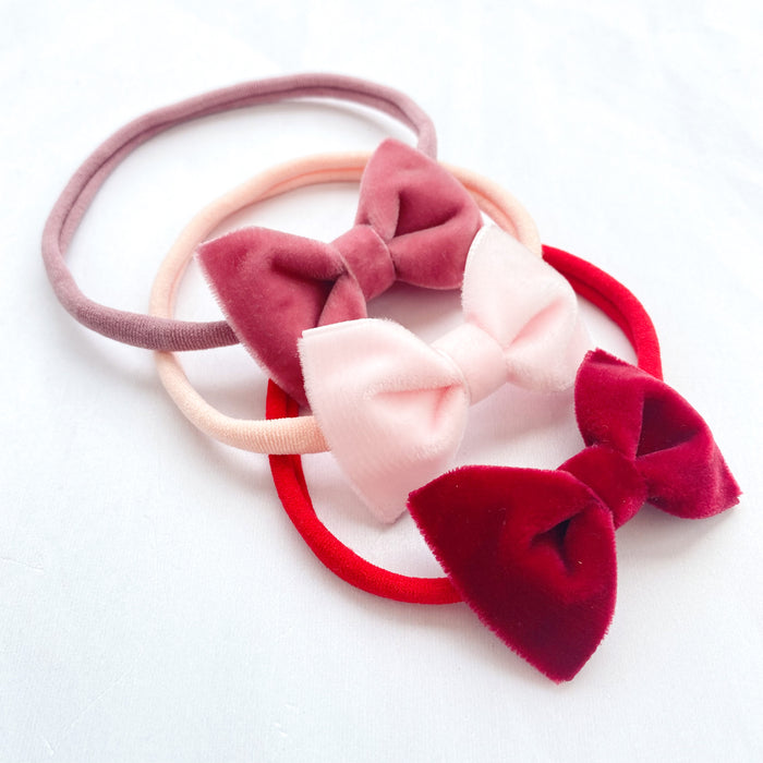 Velvet Baby Bow Set / ROSE
