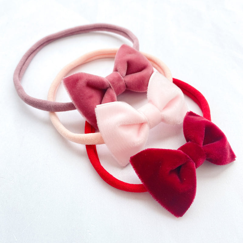 Velvet Baby Bow Set / ROSE