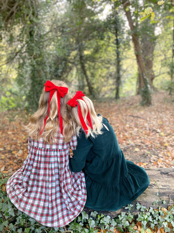Velvet Bow Barrette/ EVER AFTER / TRUE RED